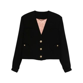 Blaz&eacute; Milano Jassen, Dames, Zwart, S, Cropped V-neck Jas