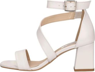 Notre-V 19036 Sandalen met Blokhak - Dames - Sandalen met hakken - Wit - 41 EU - Leer - Schoenen