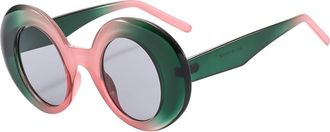 Generic Womens Large Frame Round Sunglasses Mens Outdoor Vacation Sun Glasses(Green)