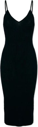 Jil Sander Wollen Jurk met Blote Schouders - Dames - Casual kleedjes - Zwart - S - Wol - Kleedjes