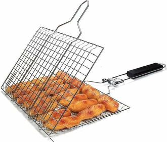 OEM Cesta Para Barbacoa Con Mango De Madera, Cesta Para Barbacoa Plegable Port&aacute;til, Cesta Para Barbacoa Con Asa Extra&iacute;ble Y Clip, Bolsa De Almacenamiento