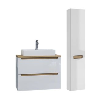 Petits Meubles Set de muebles con lavabo 2 cajones y columna estratificado Blanco