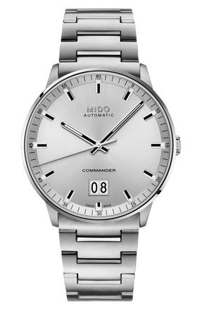 Mido Commander II Skeleton Bracelet Watch, 42mm in Silver at Nordstrom