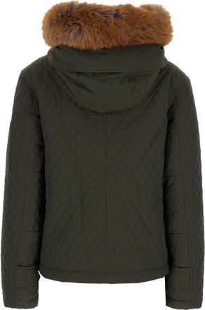 Burberry Womens Green Quilted Jacket With Ekd Logo Detail Polyamide Coat