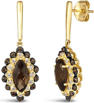 Le Vian Checkerboard Semiprecious 14K 2.04 Ct. Tw. Diamond & Smoky Quartz Dangle Earrings