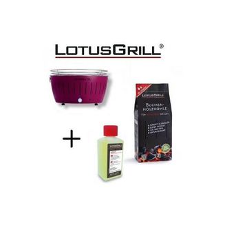 Lotus Grill Barbacoa Viola Xl Con Pilas Y Cable De Alimentaci&oacute;n Usb + 1kg De Carb&oacute;n De Haya + Gel Combustible Inodoro Para Barbacoa 200ml -lotus Grill