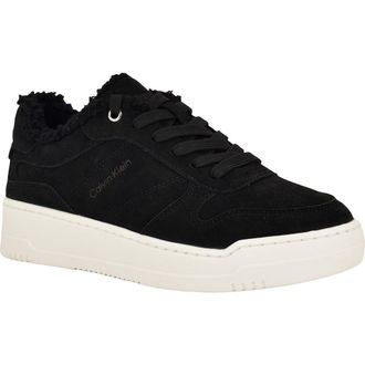 Calvin Klein Pozay Faux Shearling Sneaker in Black at Nordstrom, Size 8