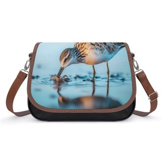 Generic Long-billed Curlew Crossbody Bags for Women Fashion Leather Shoulder Handbags With Adjustable Strap