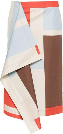 Fendi FF Puzzle-print midi skirt - women - Cotton - 42 - Neutrals