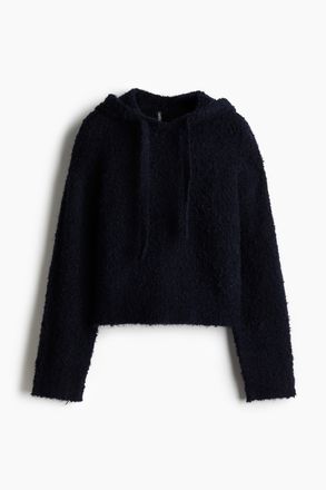 H&M Hoodie aus Boucl&eacute;strick - Marineblau