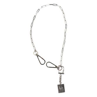 Dolce & Gabbana Necklaces, unisex, Gray, Size: ONE SIZE Silver Tone Metal Chain DG Logo Pendant Necklace