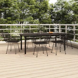Berkfield Home 7 Piece Garden Dining Set Black Poly Rattan