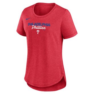 Nike Philadelphia Phillies Arched Team Name Nike Womens MLB T-Shirt in Red | NKMVEX48PP-SVQ