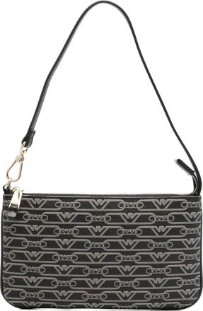 Emporio Armani logo-jacquard shoulder bag - Black