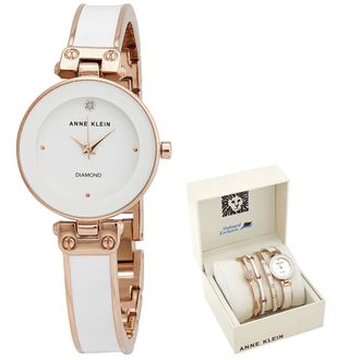 Anne Klein Quartz White Dial Ladies Watch and Bracelet Set AK-1980WTST
