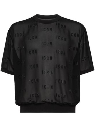 Dsquared2 T-shirt met logo-patch - Zwart