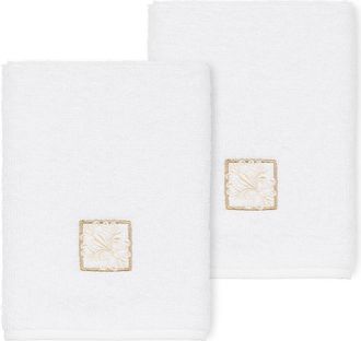 Linum Home Textiles Vivian Embellished Washcloth - Set of 2 - White at Nordstrom Rack