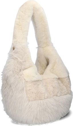 Unisa Witte Zlara Schoudertas - Dames - Schoudertassen - Wit - ONE Size - Wol - Tassen