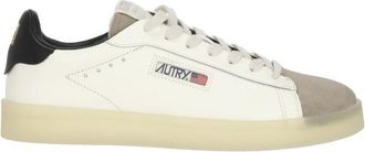 Autry White Grey Suede Toe Cap Leather Low-Top Sneakers