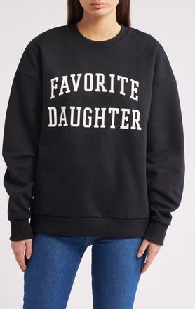 Favorite Daughter Collegiate Cotton Blend Sweatshirt in Black W/White at Nordstrom, Size X-Small