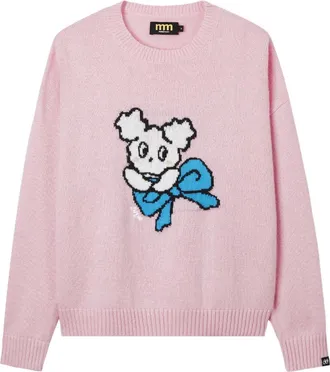 Mini Cream intarsia-knit crew-neck sweater - women - Acrylic/Polyamide - S - Pink