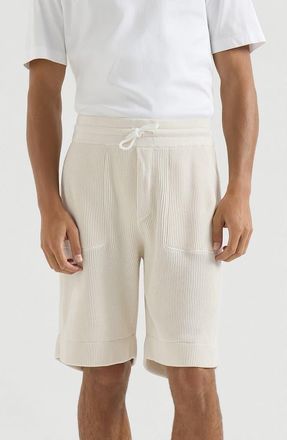 Brunello Cucinelli Cotton English rib knit Bermuda shorts in White at Nordstrom, Size X-Large