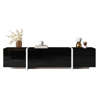 Matteo 170cm High-Gloss Black & White TV Cabinet with LED Lighting