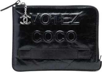 Chanel Pre-owned Leren Clutch - Dames - Vintage Clutch - Zwart - ONE Size - Leer - Vintage