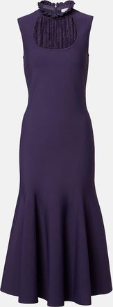 Alexander McQueen Abito midi con volant e pizzo