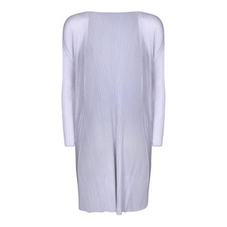 Issey Miyake Kleedjes, Dames, Grijs, L, Polyester, Geplooide cardigan