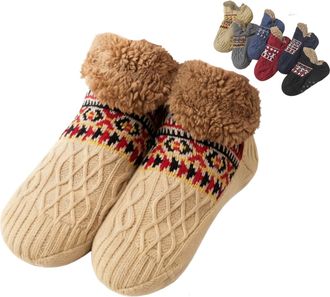 Generic Winter Wool Socks,Fuzzy Non-Slip Floor Sock,Warm Thick Fleece Cold-Proof Sock for Indoor in Winter for Men and Women (Khaki, Adult, Adult, Women, X-La