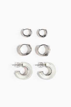 H&M 3 Paar Hoop-Ohrringe - Silber
