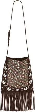 Valentino Garavani Medium Nellc&ocirc;te Fringed Studded Suede Shoulder Bag in Multicolor/testa Di Moro at Nordstrom