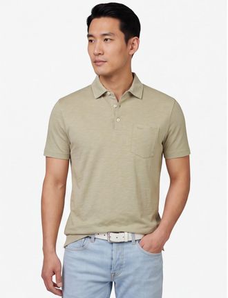 Brax Poloshirt Brax olijfgroen gem&ecirc;leerd 100% katoen normale fit