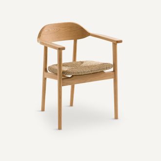 AM.PM Tafel fauteuil in massief eik en stro, Ari&eacute;
