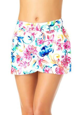 Anne Cole Womens Drape Front Mid Rise Swim Skirt Bottom in Paisley Drape at Nordstrom, Size X-Small