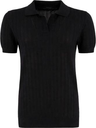 Kiton Elegante Polo met Korte Mouwen - Dames - Ronde hals truien - Zwart - L - Truien & Vesten