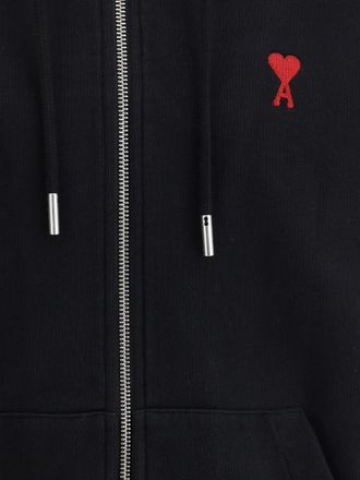 Ami Mens Cotton Hoodie Black Sweatshirts Sweater
