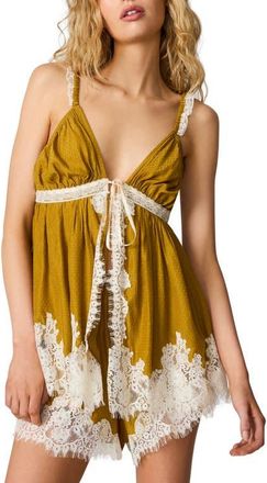 Steve Madden Mazie Lace Tie Front Camisole in Thyme Green at Nordstrom, Size X-Small