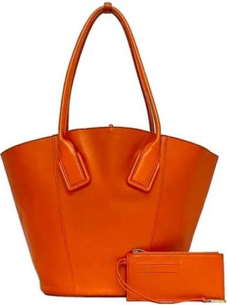 Bottega Veneta Pre-owned Leather totes - Dames - Vintage Shopper - Oranje - ONE Size - Leer - Vintage