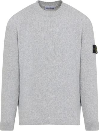 Stone Island Fancy Yarn Crewneck Sweater - Heren - Ronde hals truien - Grijs - S - Wol - Truien & Vesten