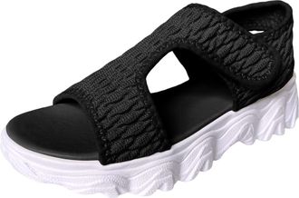 Generic Cocila Walking Sandals Womens Ladies Fashion Summer Solid Color Breathable Mesh Open Toe Thick Sole Casual Beach Black, 4.5 Orthopedic Uk Sliders For 