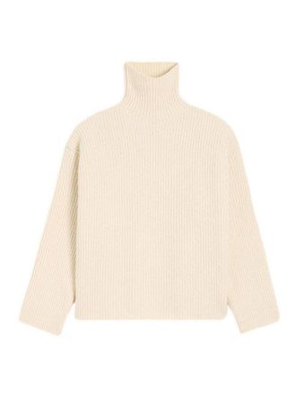 Ami White Wool Funnel Neck Sweater