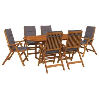 vidaXL Conjunto De Comedor Exterior Con Parasol 8 Uds. Gris Antracita Vidaxl