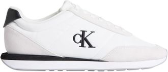 Calvin Klein Mens Retro Mix Runner Trainers with Logo, White (Bright White/Black), 9