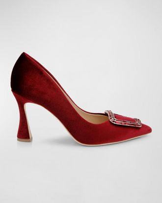 Badgley Mischka Aubree Silk Buckle Pumps