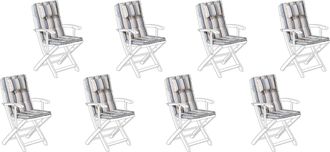 Beliani Set Di 8 Cuscini Imbottiti Per Sedie Da Esterno A Strisce Blu-beige Maui