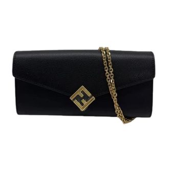 Fendi Pre-owned Chain/Shoulder Wallet - Dames - Pre-owned - Zwart - Maat: ONE Size Leer