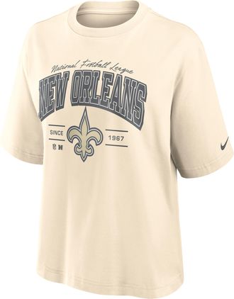 Nike New Orleans Saints Vintage Mod Boxy Nike Womens NFL T-Shirt in White | 01CM15A7W-U9E
