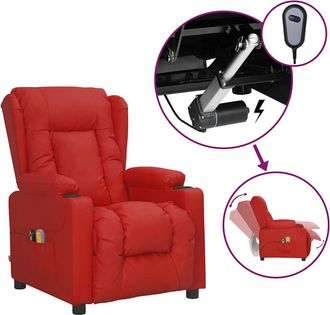 Les Tendances Les Tendances - Sill&oacute;n De Masaje El&eacute;ctrico Cuero Sint&eacute;tico Rojo Tinto Vidaxl